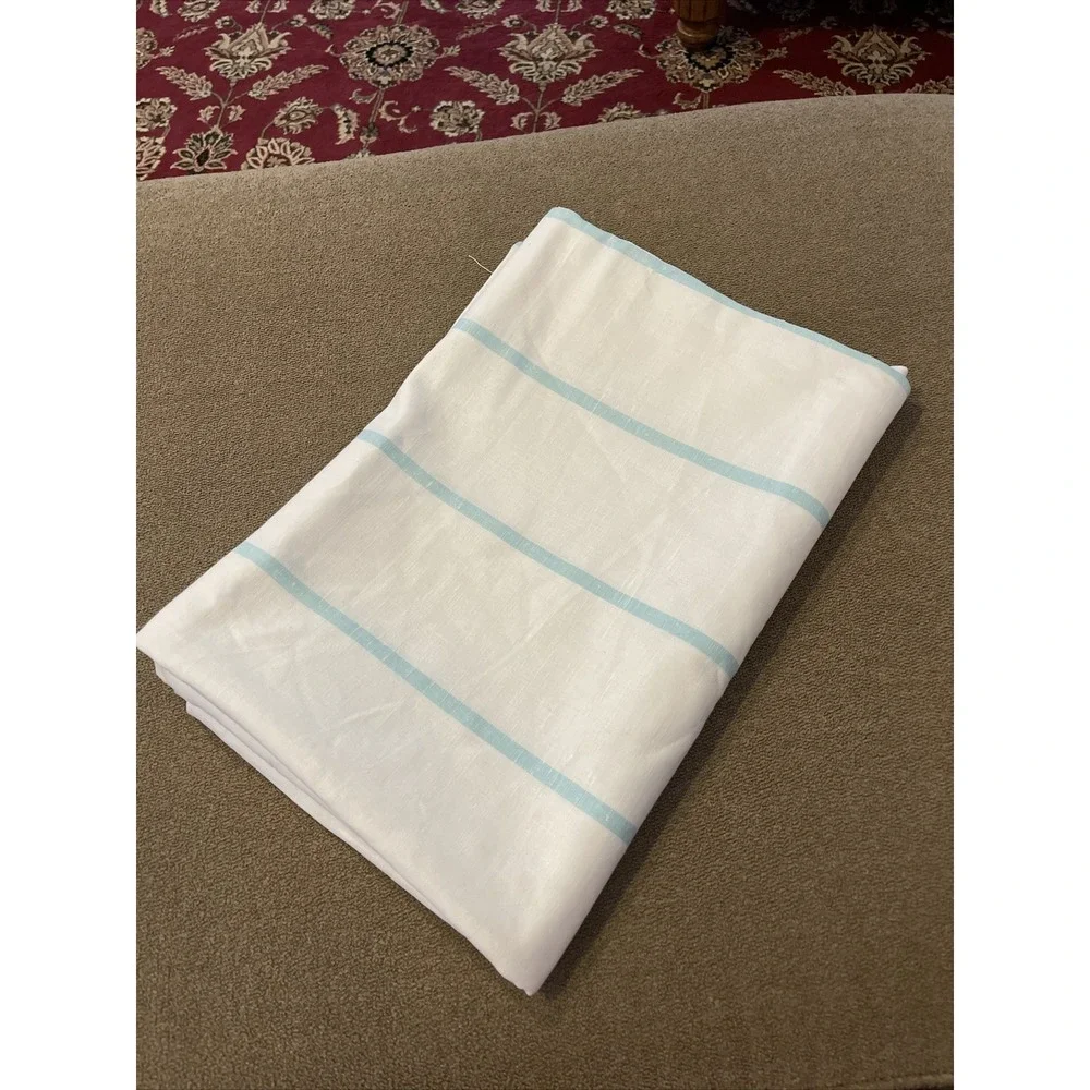 Vintage Light Blue & White Striped Tablecloth Unbranded 60